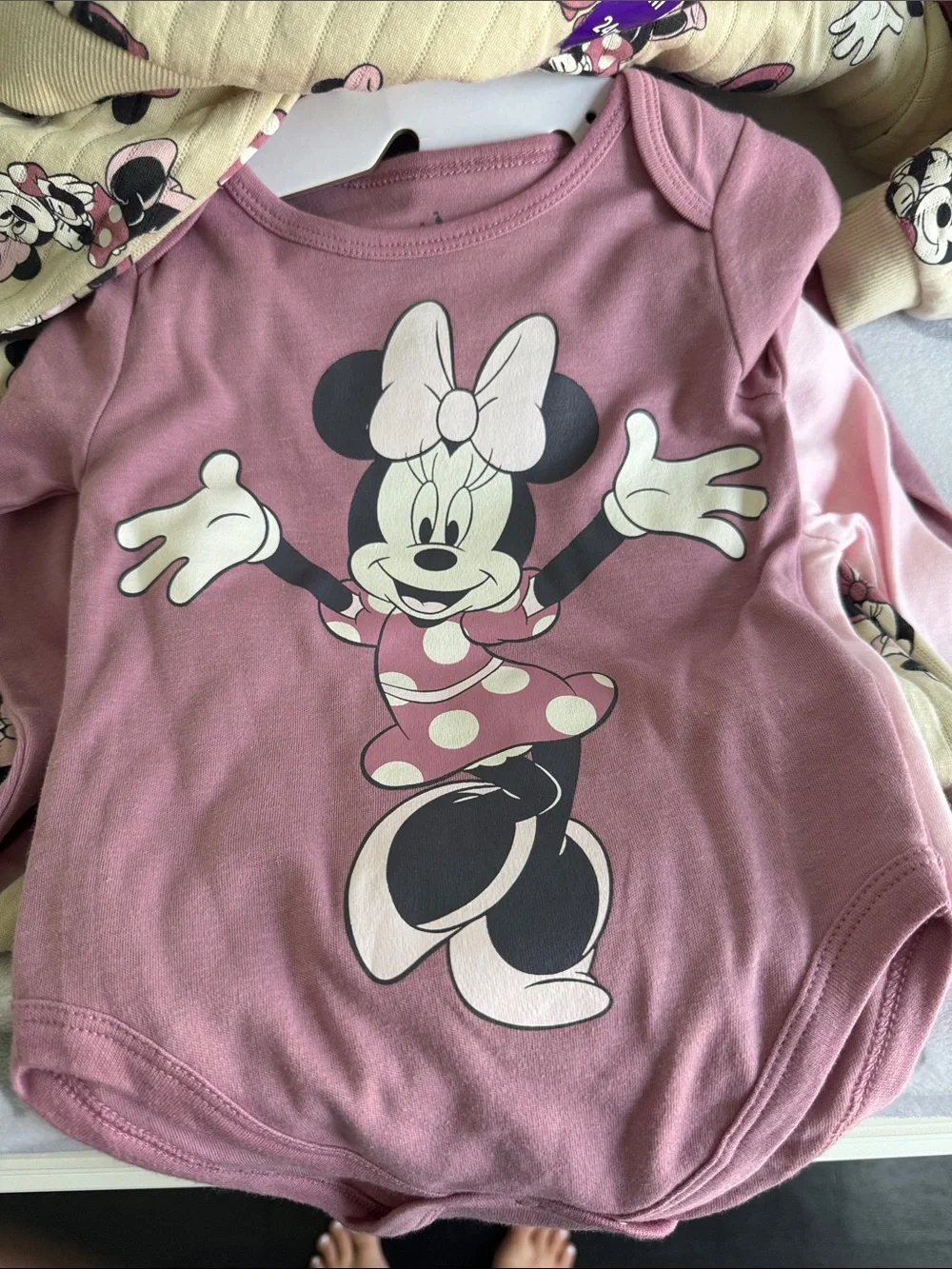 Disney Girls Beige and Pink Minnie Mouse Matching Set